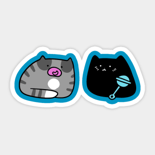 Black Kitten and Gray Tabby Kitten Sticker